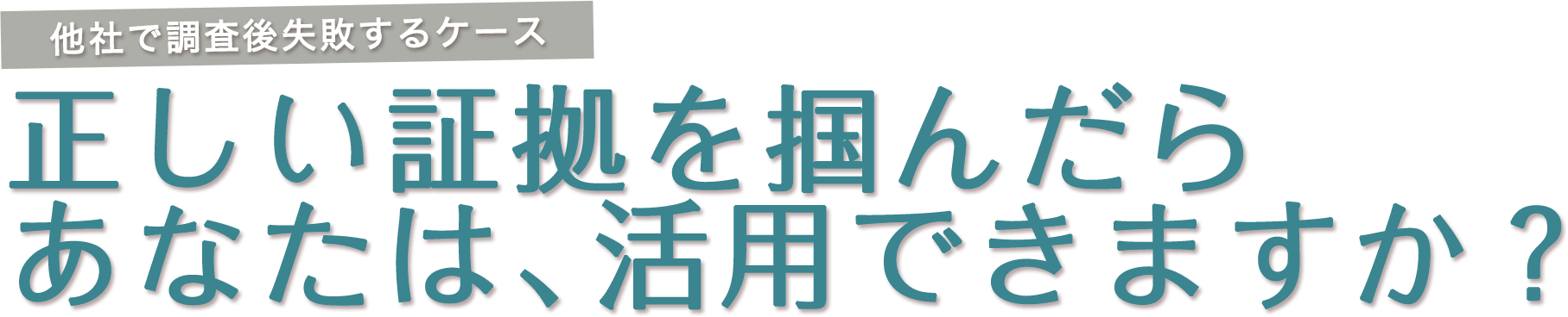 正しい証拠を掴んだらあなたは、活用できますか？