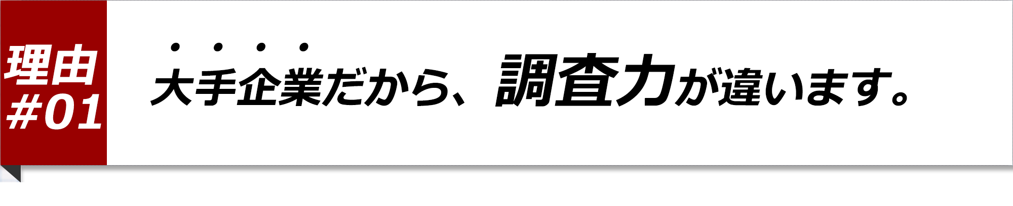 大手企業だから、調査力が違います！