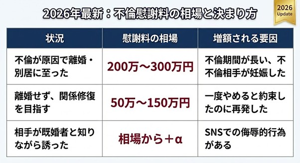 2026年最新：慰謝料の相場と決まり方