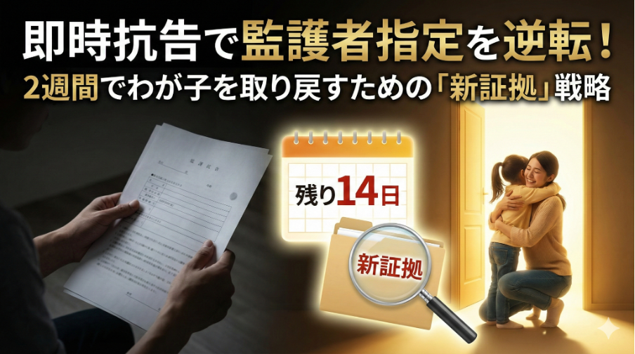 即時抗告で監護者指定を逆転！2週間でわが子を取り戻すための「新証拠」戦略