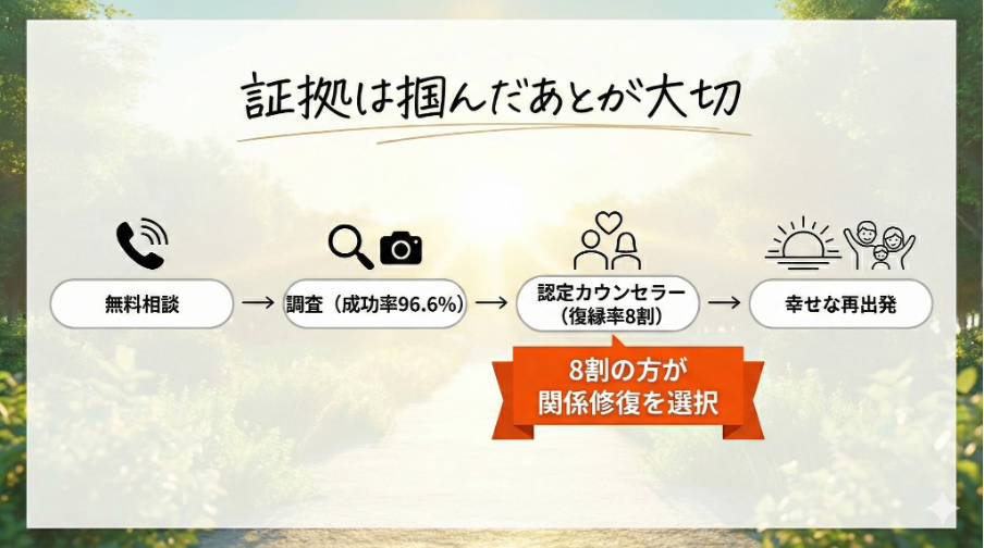 なぜMR探偵事務所なのか?「証拠を掴んだ後」に8割が修復を選ぶ理由