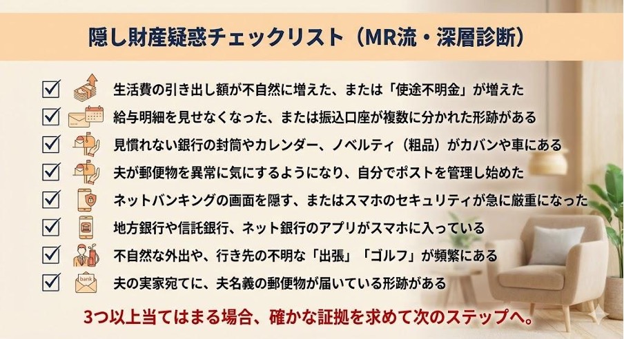 隠し財産疑惑チェックリスト（MR流・深層診断）