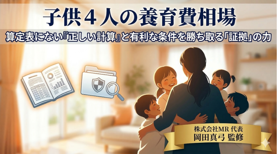 子供4人の養育費相場｜算定表にない『正しい計算』と有利な条件を勝ち取る「証拠」の力