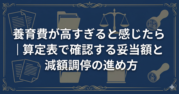 養育費が高すぎると感じたら｜算定表で確認する妥当額と減額調停の進め方