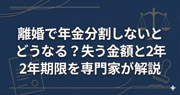 離婚で年金分割しないとどうなる？失う金額と2年期限を専門家が解説