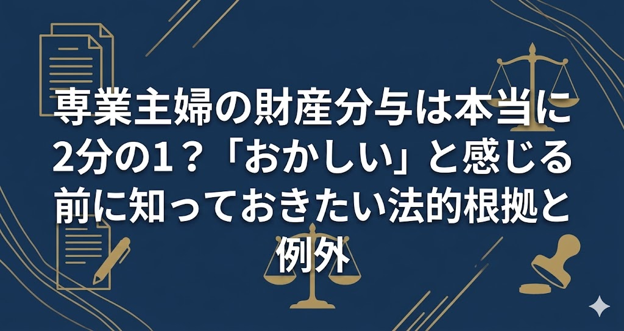 専業主婦の財産分与は本当に2分の1？「おかしい」と感じる前に知っておきたい法的根拠と例外