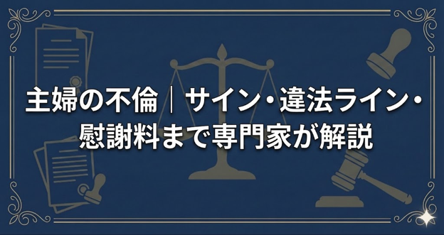 主婦の不倫｜サイン・違法ライン・慰謝料まで専門家が解説