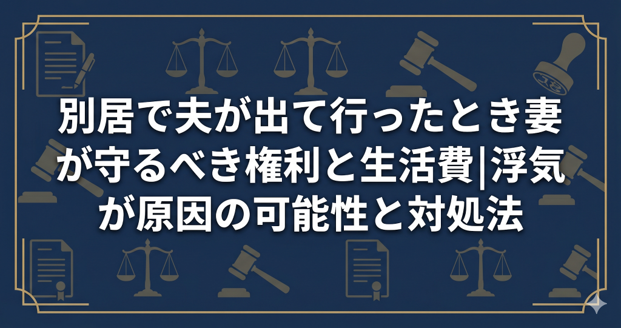 別居で夫が出て行ったとき妻が守るべき権利と生活費｜浮気が原因の可能性と対処法