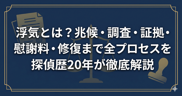 浮気とは？兆候・調査・証拠・慰謝料・修復まで全プロセスを探偵歴20年が徹底解説