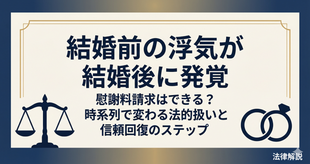 結婚前の浮気が結婚後に発覚｜慰謝料請求はできる?時系列で変わる法的扱いと信頼回復のステップ