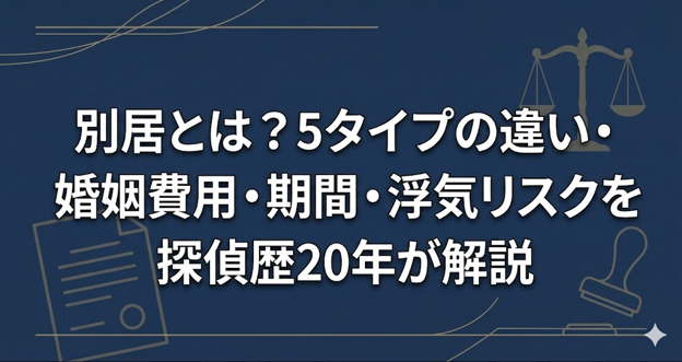 別居とは?5タイプの違い・婚姻費用・期間・浮気リスクを探偵歴20年が解説