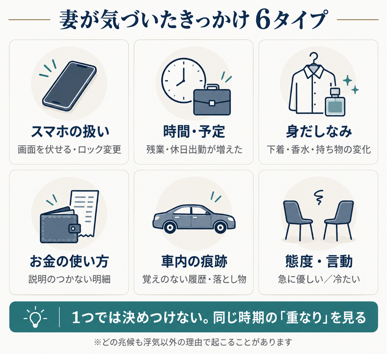 妻が気づいたきっかけ6タイプ